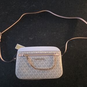 Michael Kors Monogram Beige and White Crossbody Bag